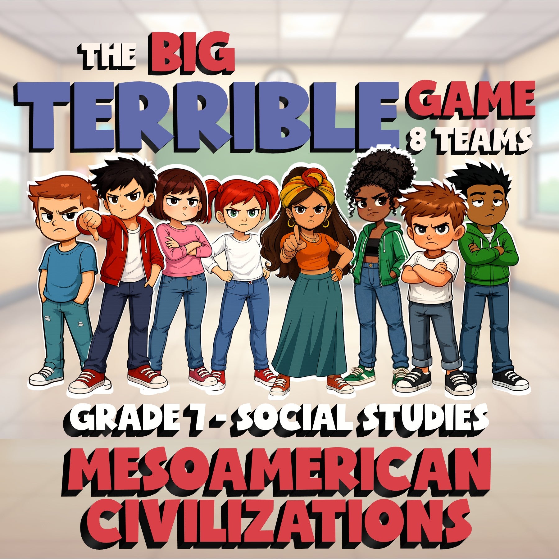 Mesoamerican Civilizations BIG TERRIBLE GAME - No Prep Grade 7 Socials Review