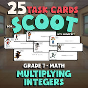 Multiplying Integers SCOOT TASK CARDS Math Game - No Prep Grade 7 Review