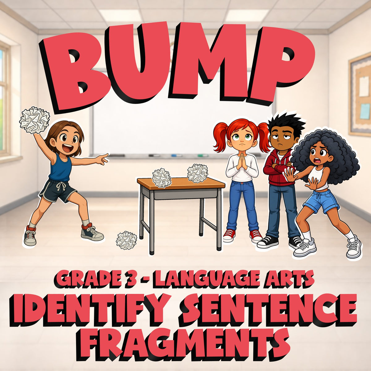 Identify Sentence Fragments BUMP ELA Game - No Prep Grade 3 Review Activity