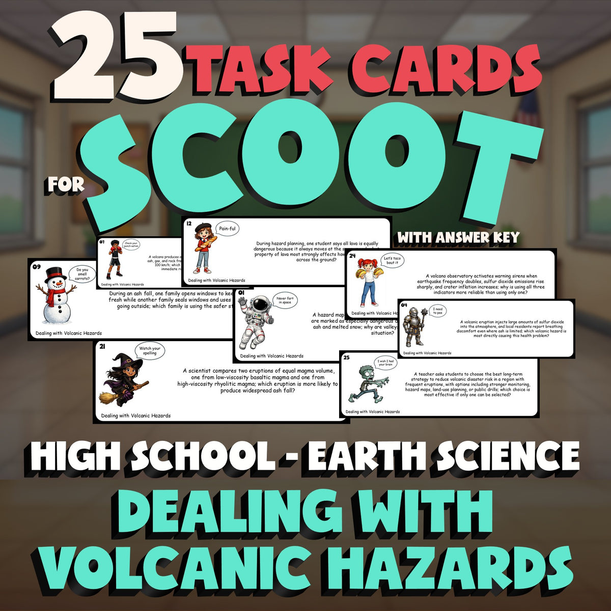 Dealing with Volcanic Hazards SCOOT TASK CARDS Game - No Prep Earth Science