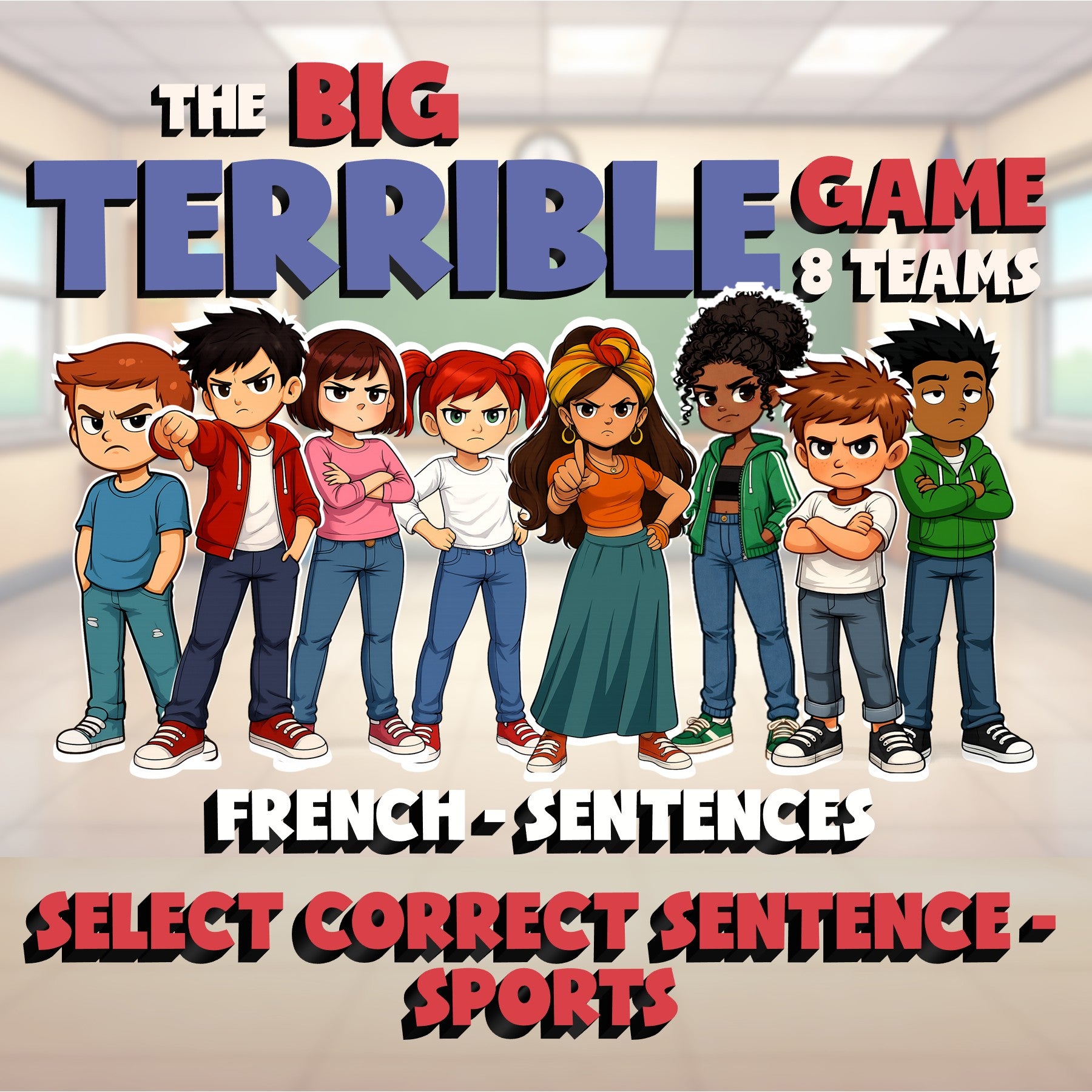 Select Correct Sentence - Sports BIG TERRIBLE GAME - No Prep French Exercise
