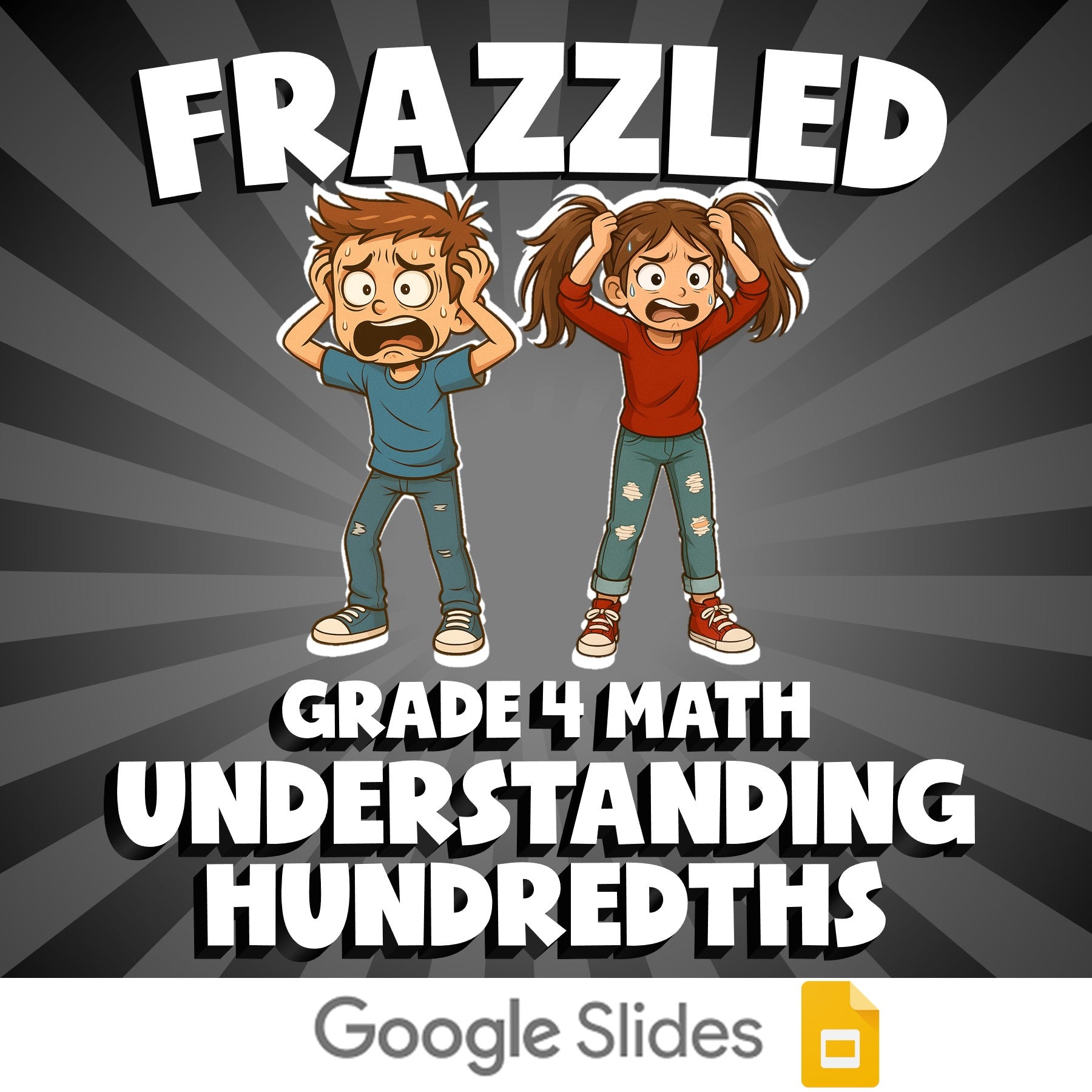 Understanding Hundredths FRAZZLED Math Game - No Prep Grade 4 Review Activity