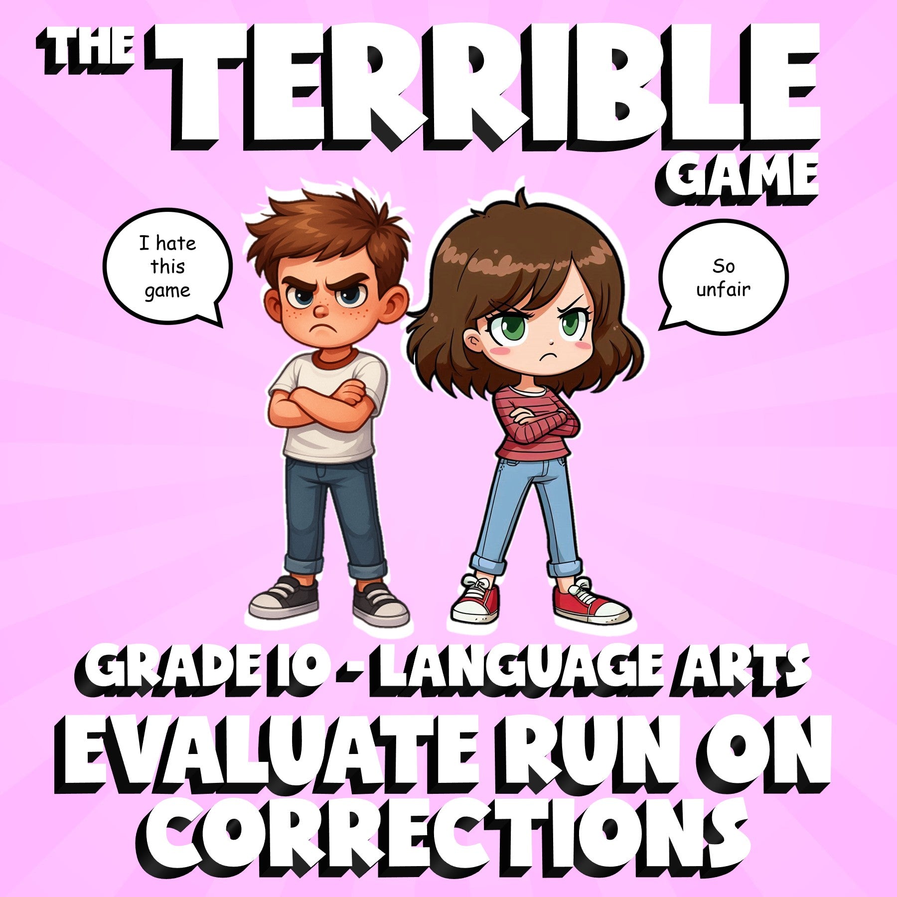 Evaluate Run On Corrections THE TERRIBLE GAME - No Prep Grade 10 ELA Review