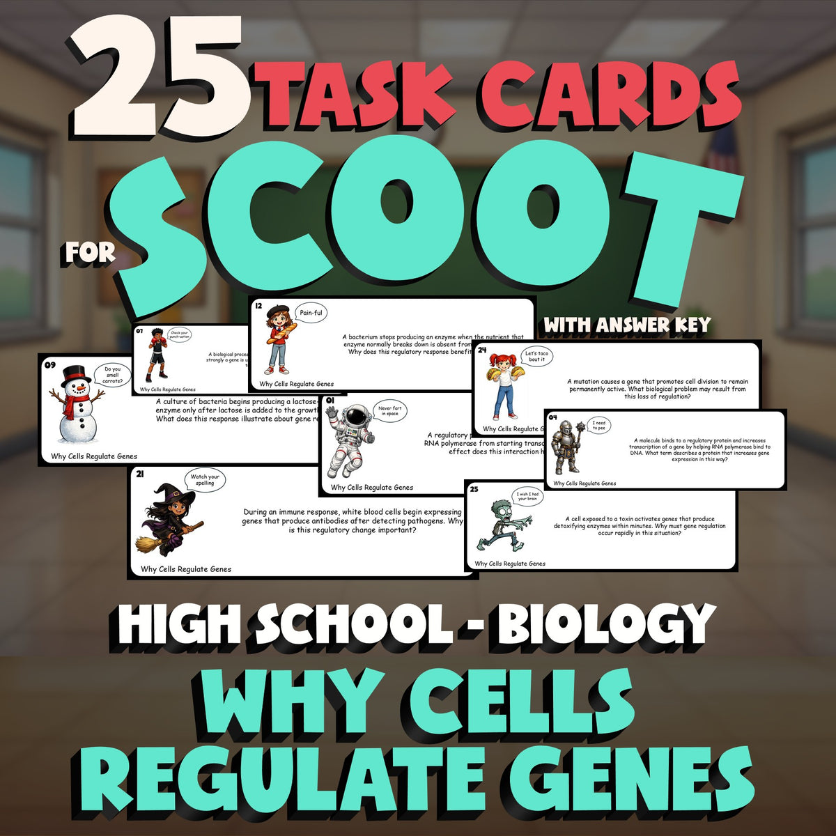 Why Cells Regulate Genes SCOOT TASK CARDS Science Game - No Prep Biology Review