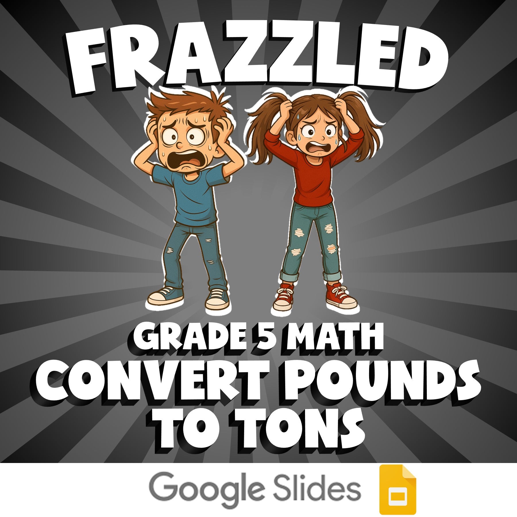 Convert Pounds to Tons FRAZZLED Math Game - No Prep Grade 5 Review Activity