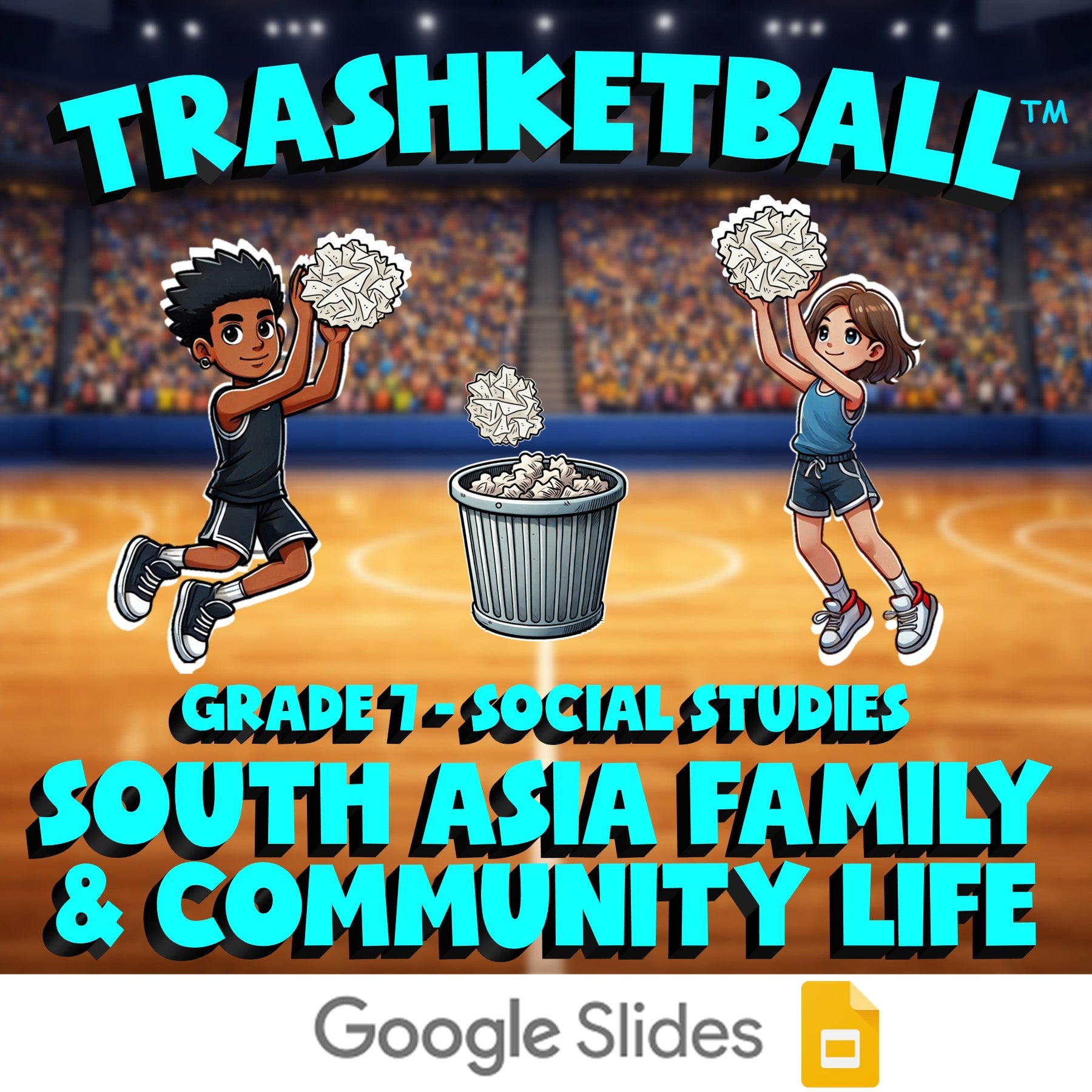 South Asia Family & Community Life TRASHKETBALL Socials Game - No Prep Grade 7