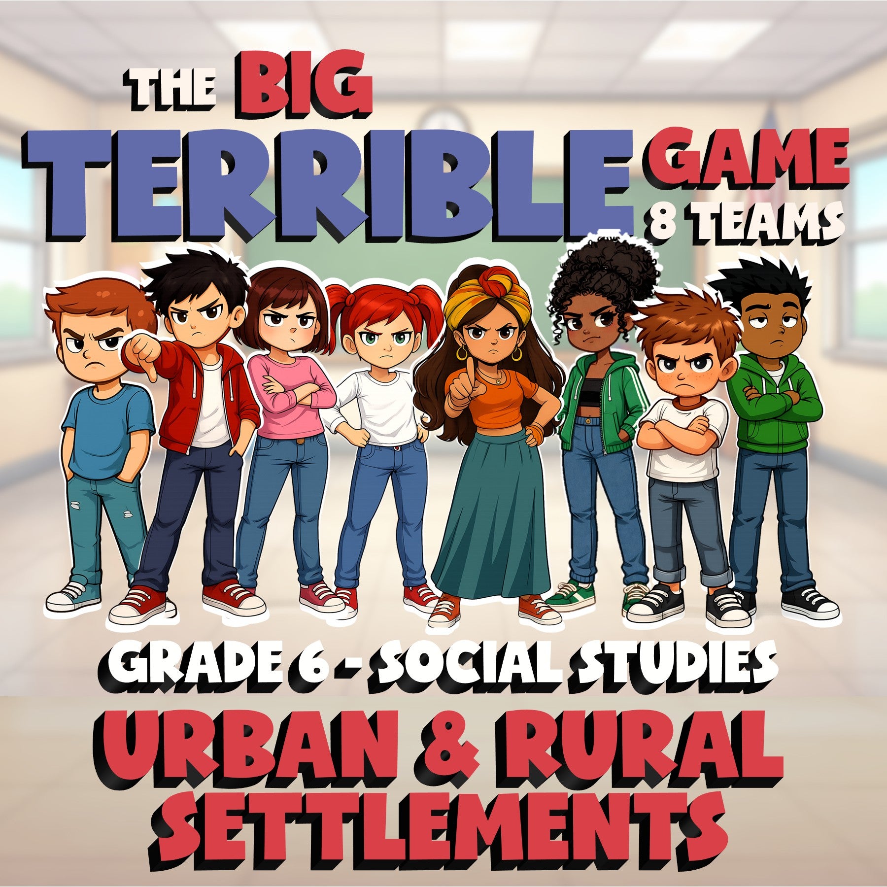 Urban & Rural Settlements BIG TERRIBLE GAME - No Prep Grade 6 Socials Review