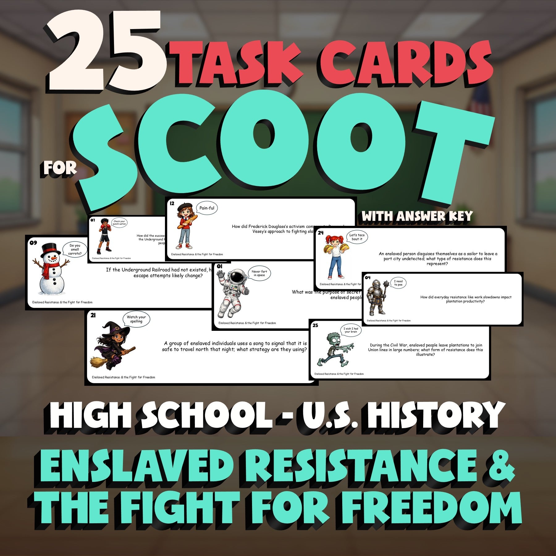Enslaved Resistance & the Fight for Freedom SCOOT TASK CARDS U.S. History Game