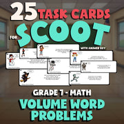 Volume Word Problems SCOOT TASK CARDS Math Game - No Prep Grade 7 Review