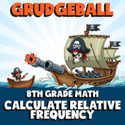 Calculate Relative Frequency GRUDGEBALL Math Game - No Prep Grade 8 Review