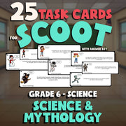 Science & Mythology SCOOT TASK CARDS Science Game - No Prep Grade 6 Review