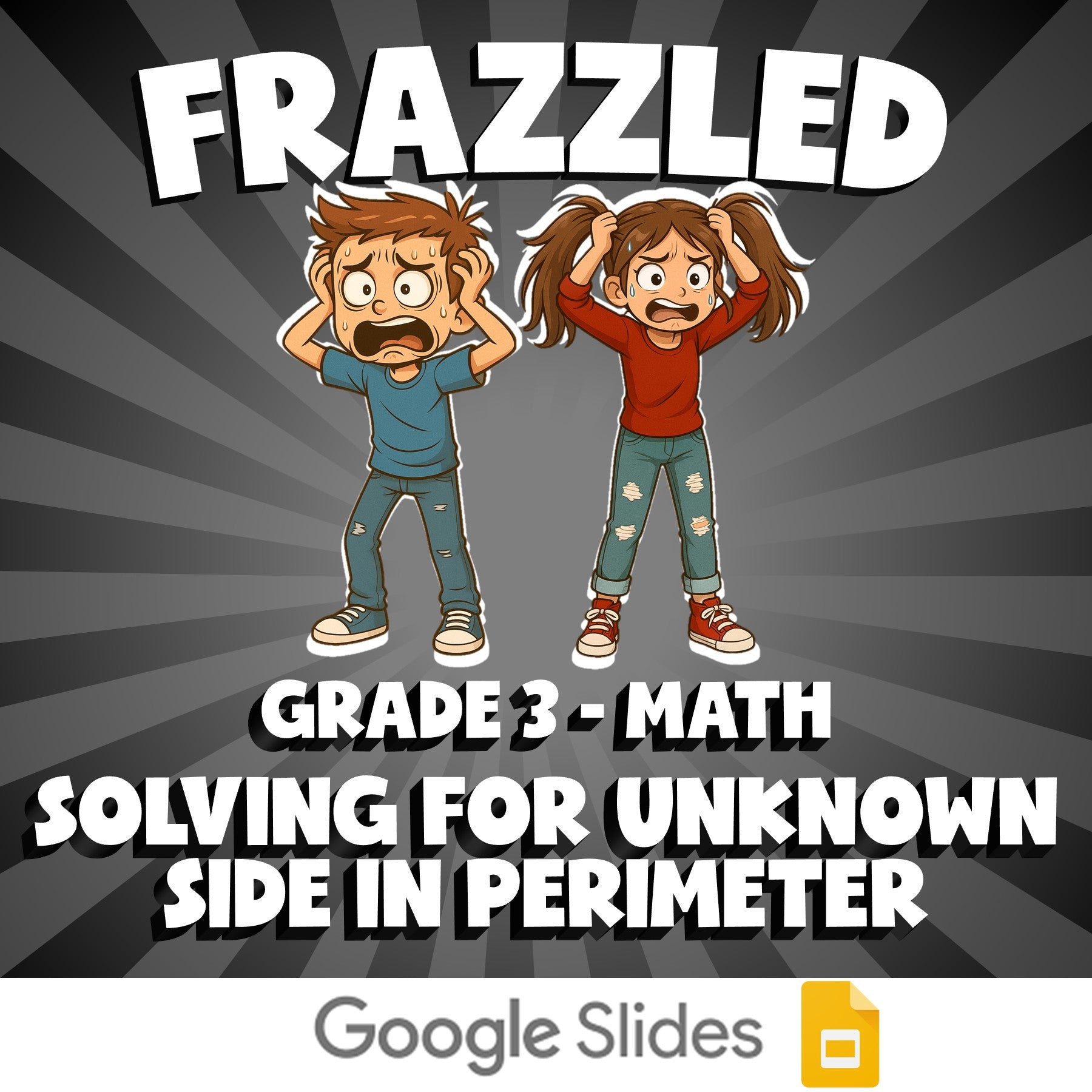 Solving for Unknown Side in Perimeter FRAZZLED Math Game - No Prep Grade 3