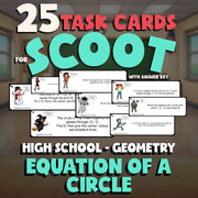 Equation of a Circle SCOOT TASK CARDS Math Game - No Prep Geometry Review