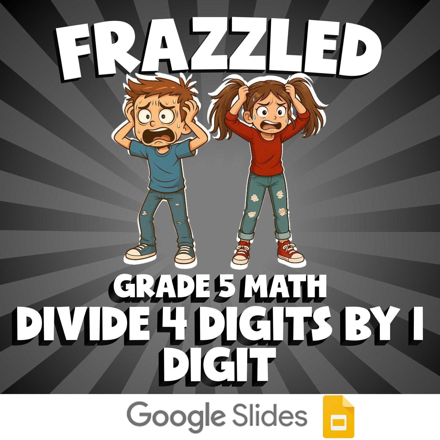 Divide 4 Digits by 1 Digit FRAZZLED Math Game - No Prep Grade 5 Review Activity