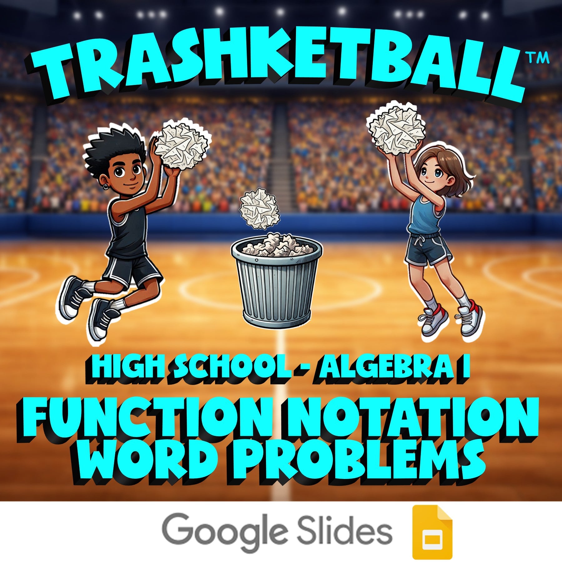Function Notation Word Problems TRASHKETBALL Math Game - No Prep Algebra 1