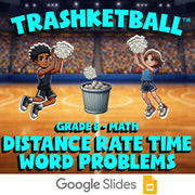 Distance Rate Time Word Problems TRASHKETBALL Math Game - No Prep Grade 8 Review