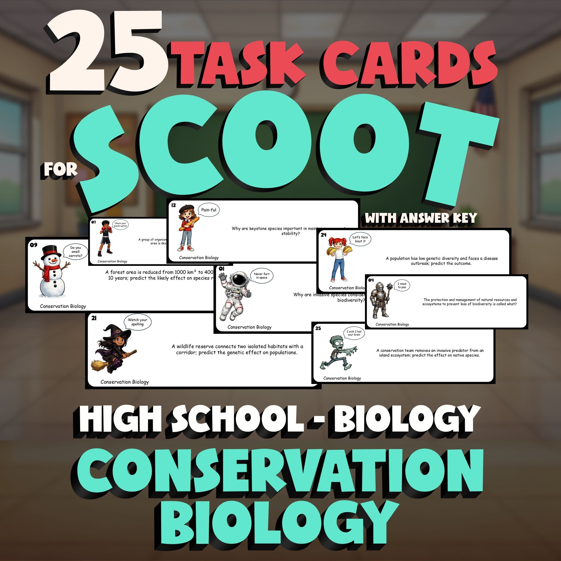 Conservation Biology SCOOT TASK CARDS Science Game - No Prep Biology Review