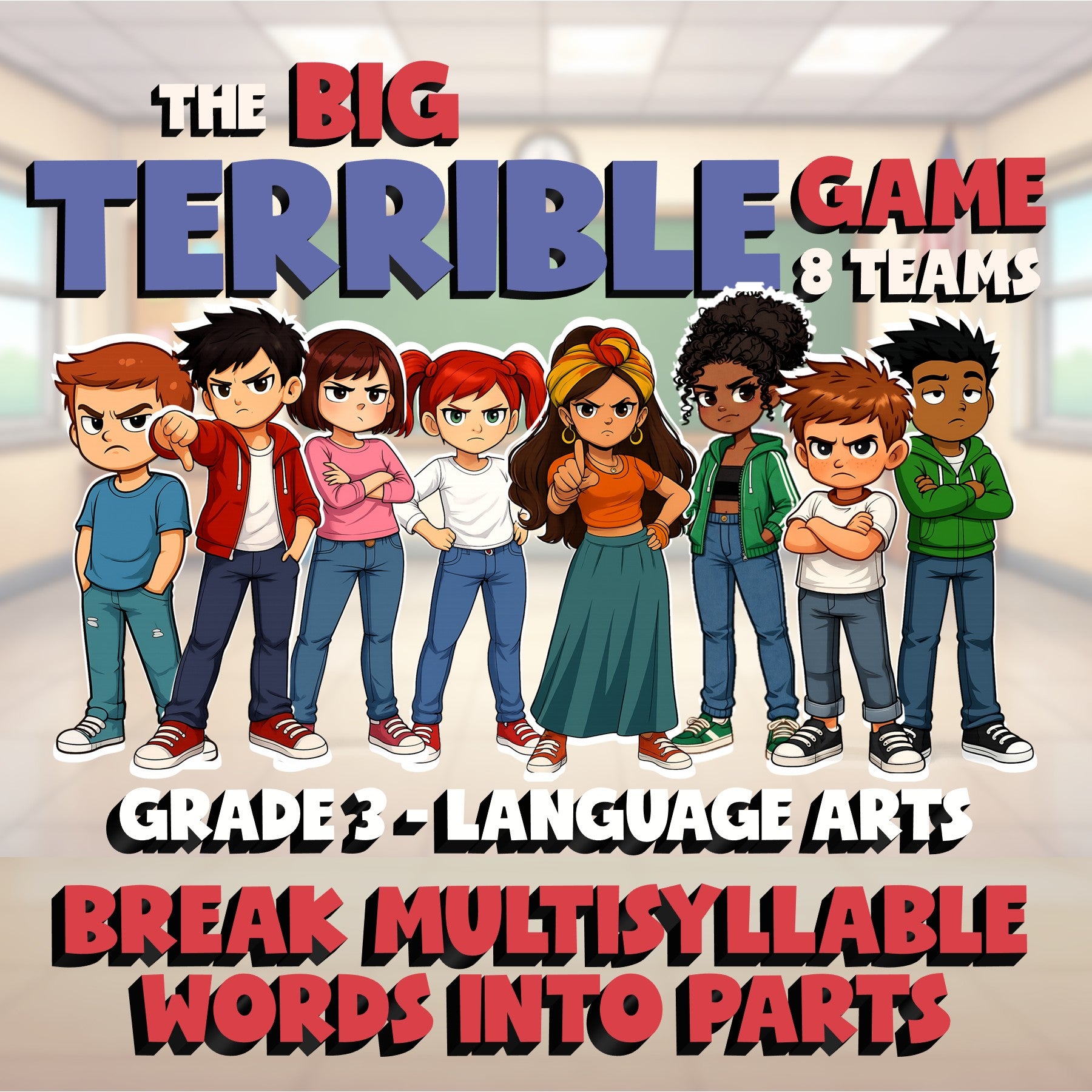 Break Multisyllable Words Into Parts BIG TERRIBLE GAME - Grade 3 ELA Review