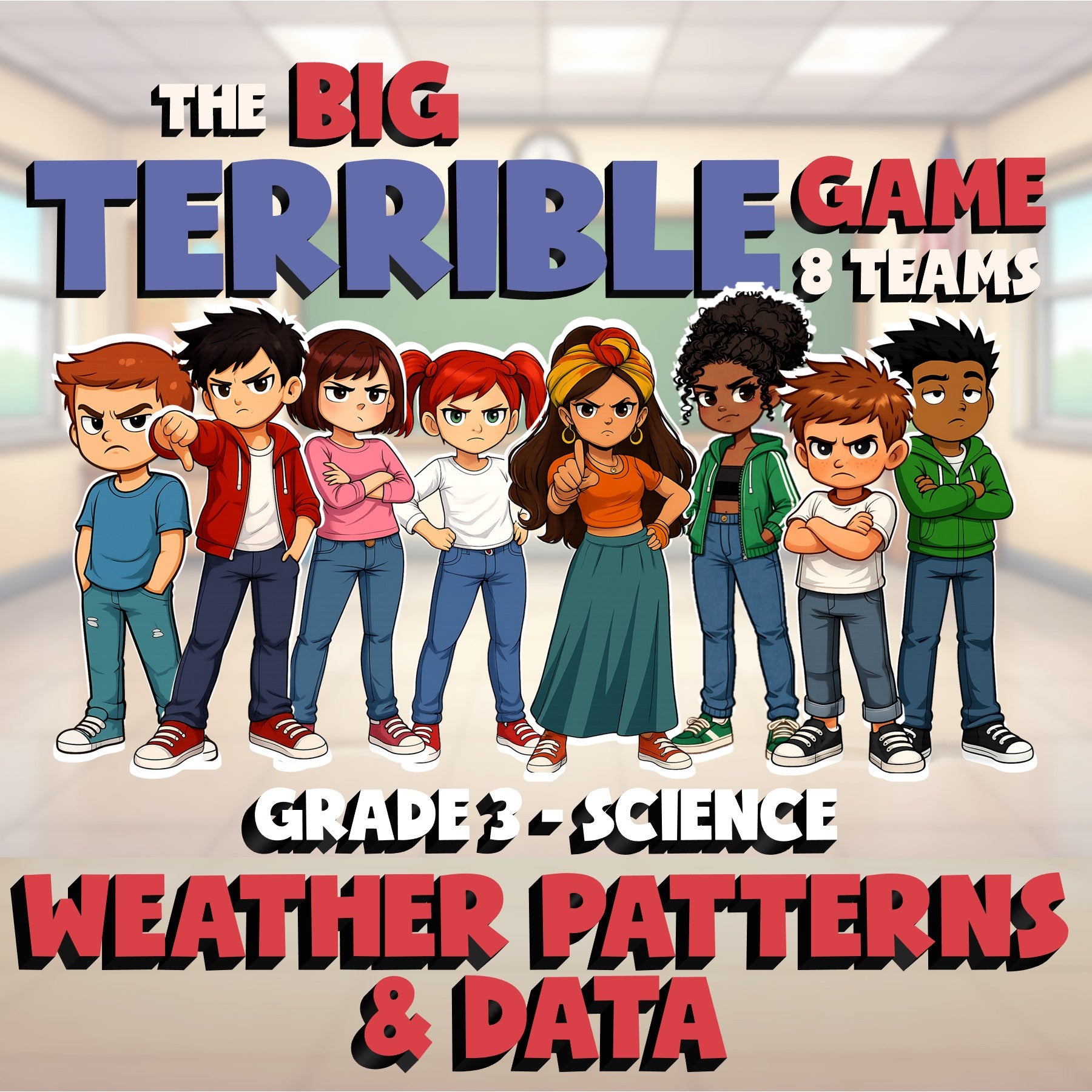 Weather Patterns & Data BIG TERRIBLE GAME - No Prep Grade 3 Science Review