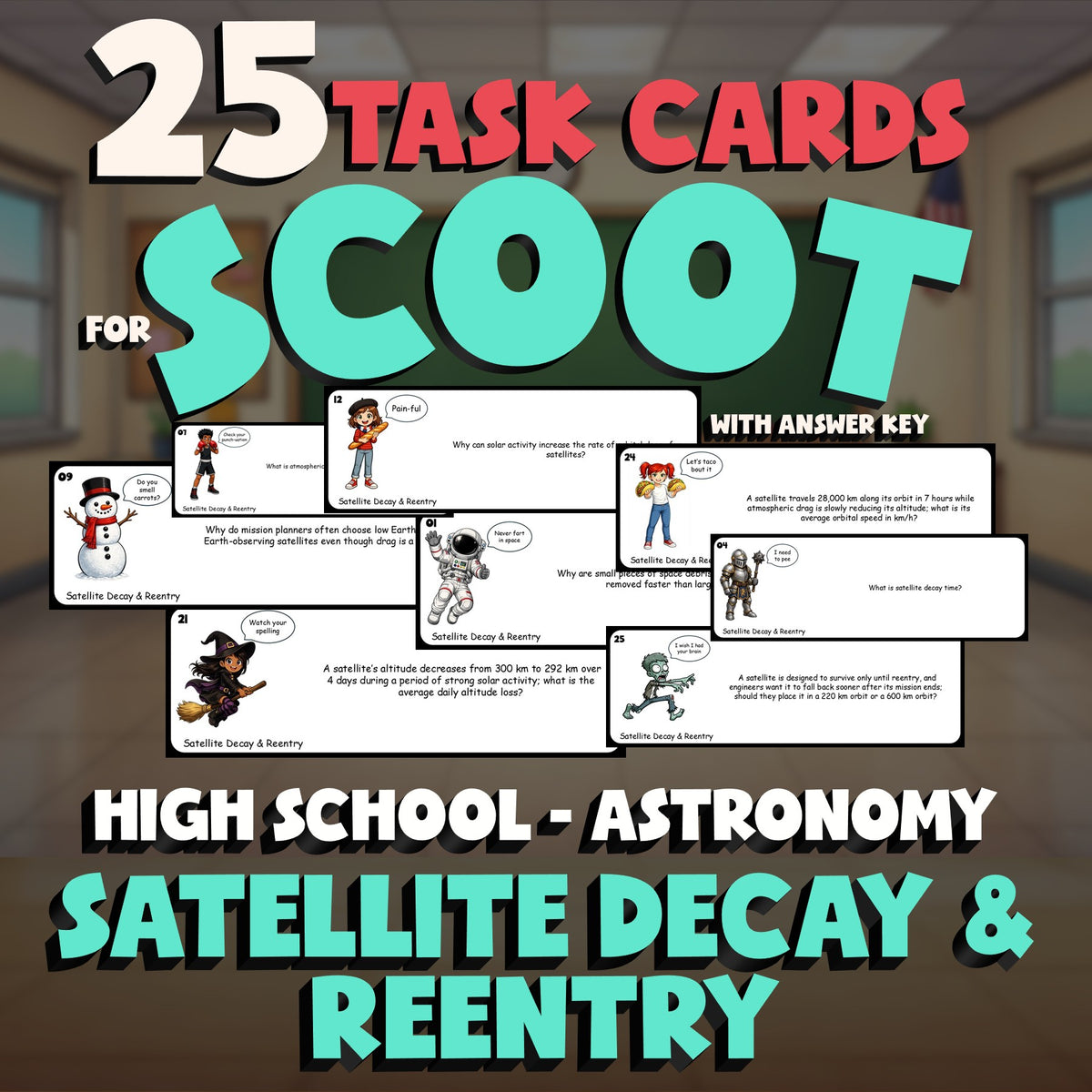 Satellite Decay & Reentry SCOOT TASK CARDS Science Game - No Prep Astronomy