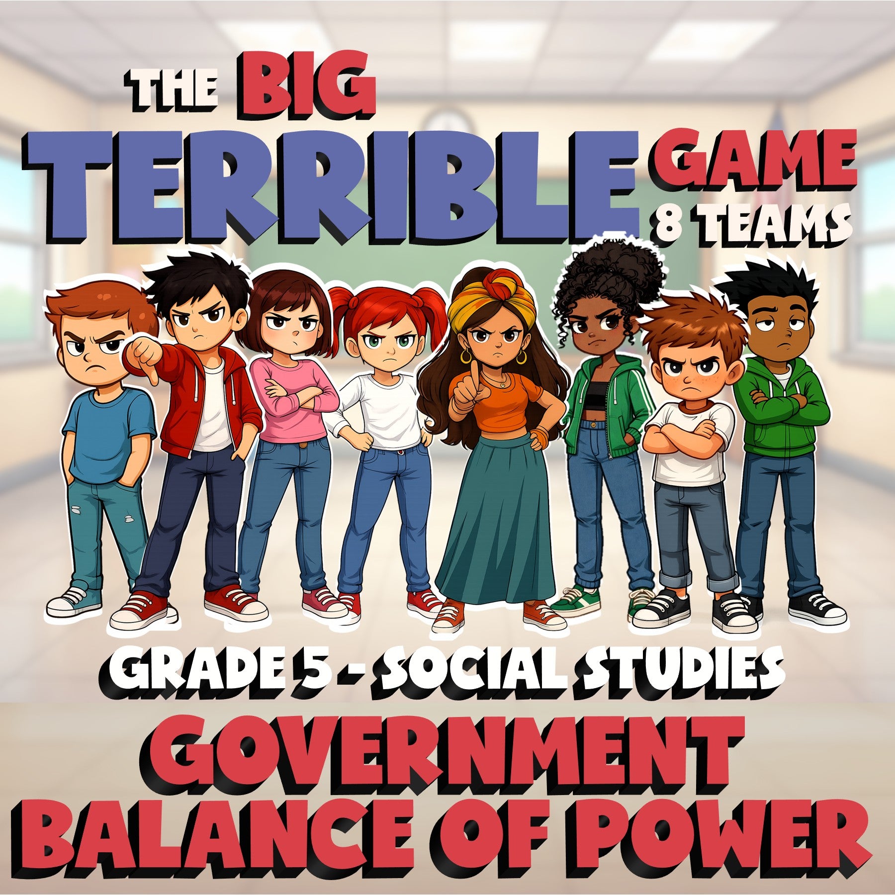 Government Balance of Power BIG TERRIBLE GAME - No Prep Grade 5 Socials Review