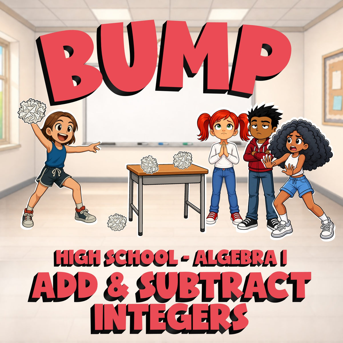 Add & Subtract Integers BUMP Math Game - No Prep Algebra 1 Review Activity