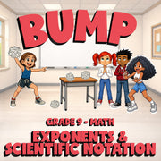 Exponents & Scientific Notation BUMP Math Game - No Prep Grade 9 Review Activity