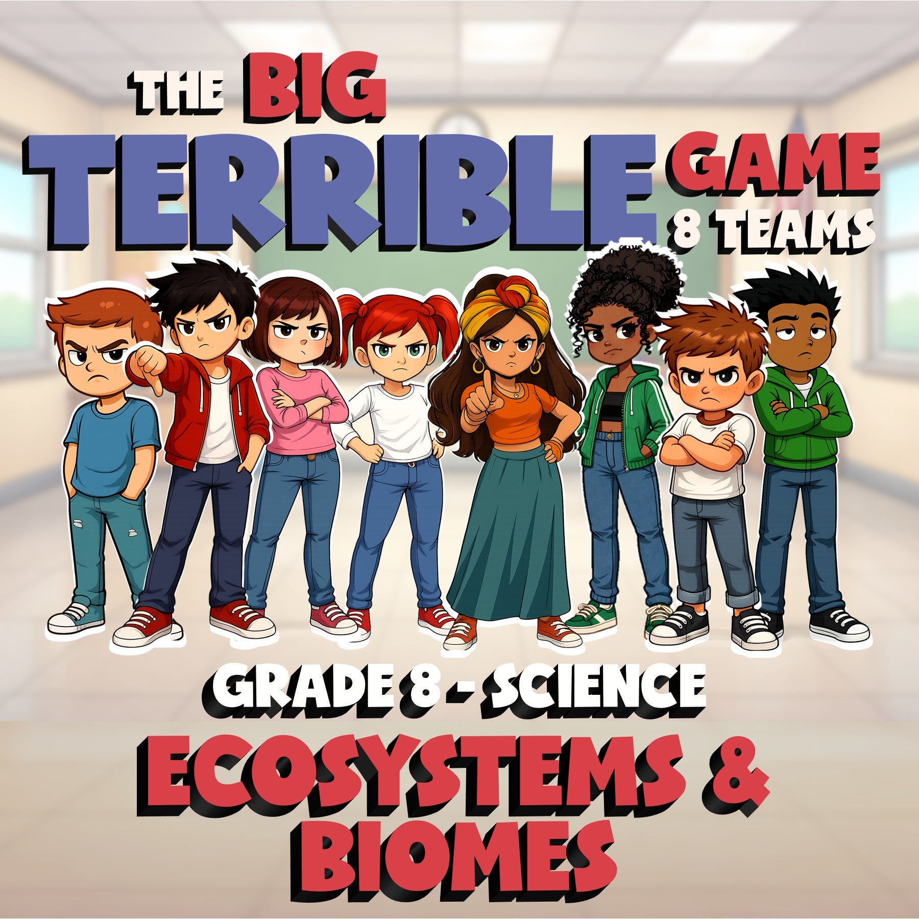 Ecosystems & Biomes BIG TERRIBLE GAME - No Prep Grade 8 Science Review Activity