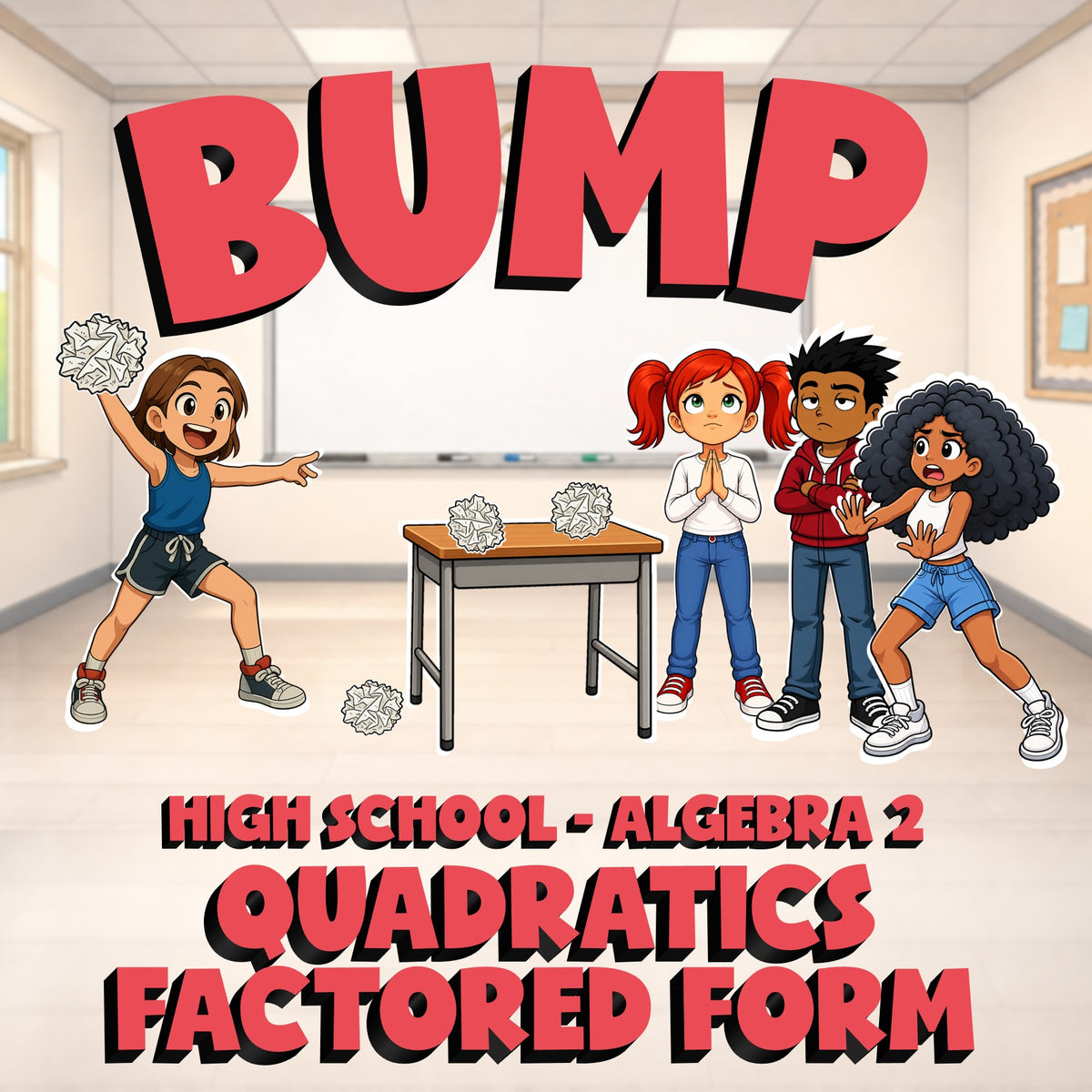 Quadratics Factored Form BUMP Math Game - No Prep Algebra 2 Review Activity