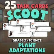 Plant Adaptations SCOOT TASK CARDS Science Game - No Prep Grade 3 Review
