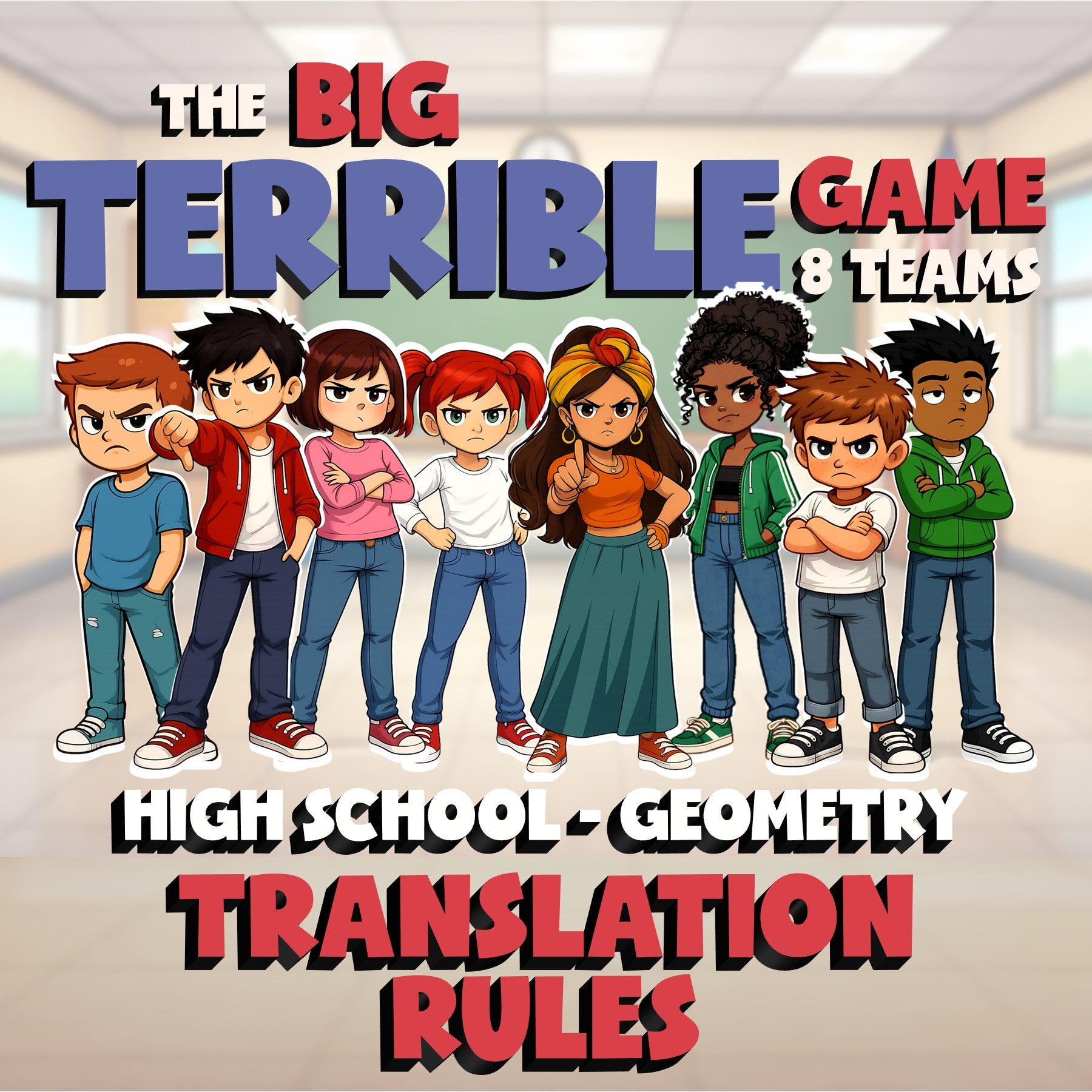 Translation Rules BIG TERRIBLE GAME - No Prep Geometry Math Review Activity