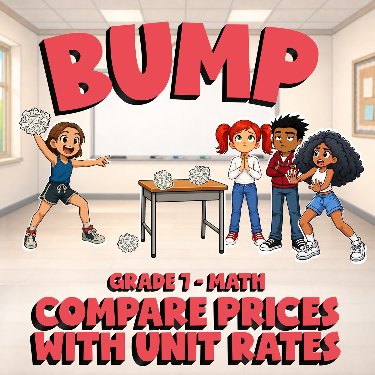 Compare Prices with Unit Rates BUMP Math Game - No Prep Grade 7 Review Activity