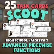 Advanced Piecewise Functions SCOOT TASK CARDS Math Game - No Prep Algebra 2