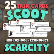 Scarcity SCOOT TASK CARDS Economics Game - No Prep Review Activity