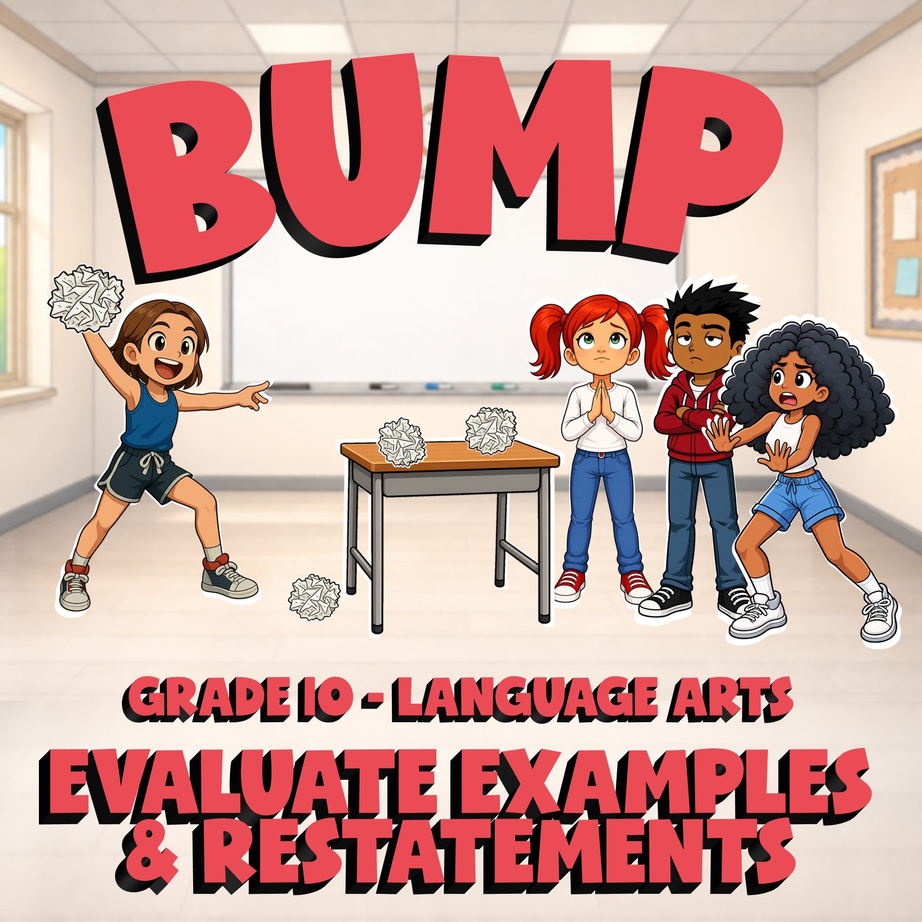 Evaluate Examples & Restatements BUMP ELA Game - No Prep Grade 10 Review