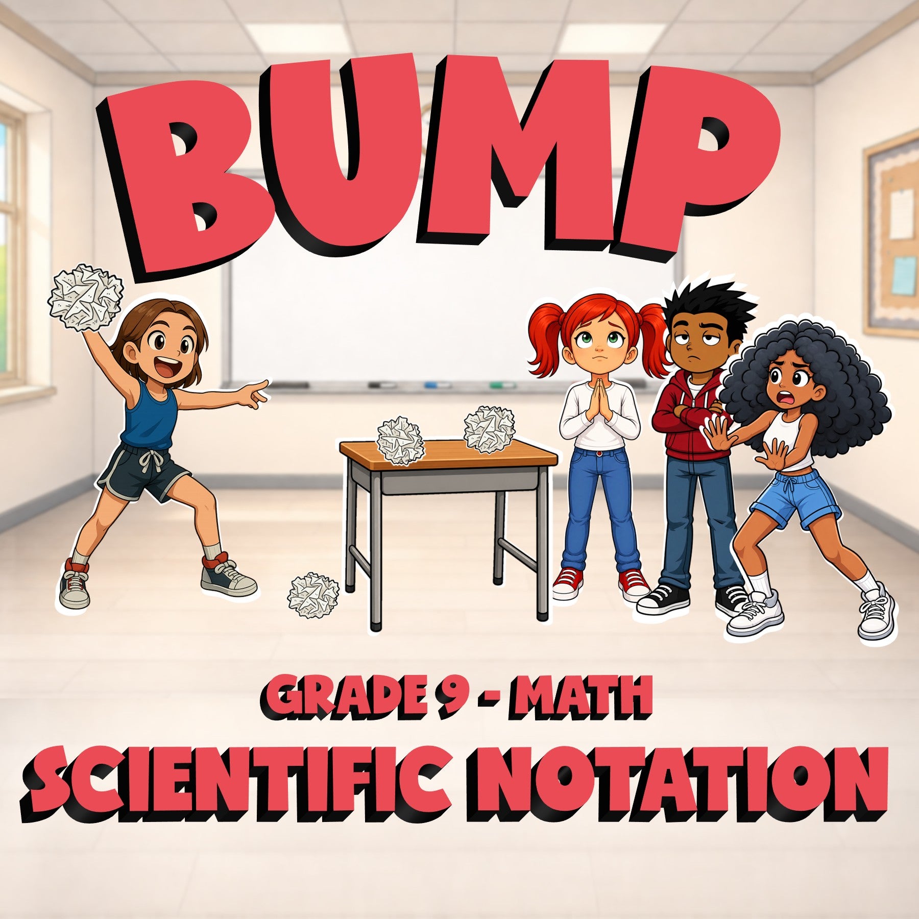 Scientific Notation BUMP Math Game - No Prep Grade 9 Review Activity