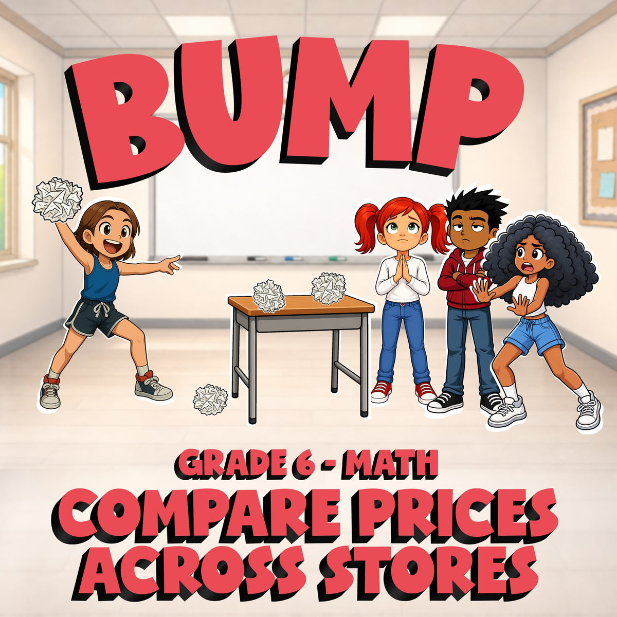 Compare Prices Across Stores BUMP Math Game - No Prep Grade 6 Review Activity