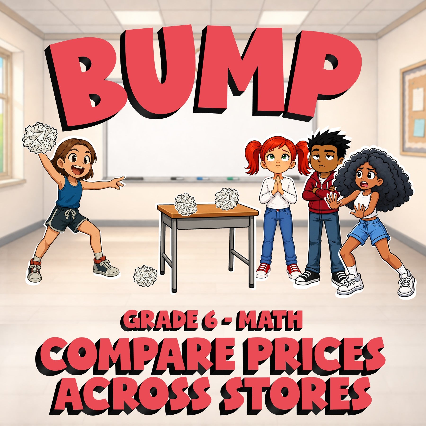 Compare Prices Across Stores BUMP Math Game - No Prep Grade 6 Review Activity
