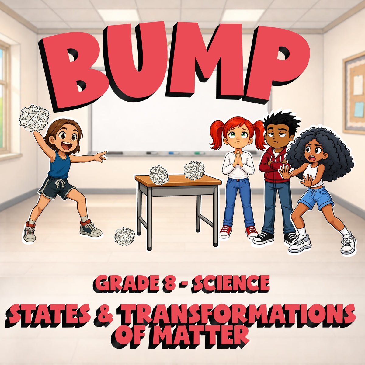 States & Transformations of Matter BUMP Science Game - No Prep Grade 8 Review