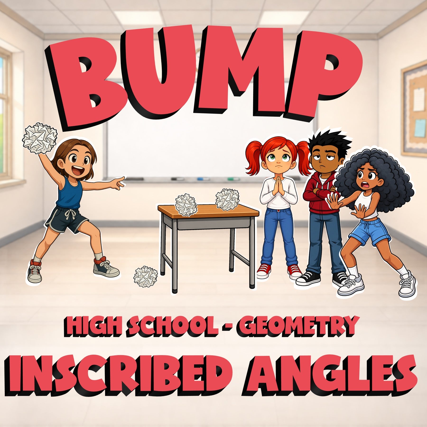 Inscribed Angles BUMP Math Game - No Prep Geometry Review Activity