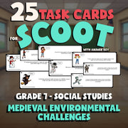 Medieval Environmental Challenges SCOOT TASK CARDS Socials Game - Grade 7
