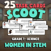 Women in STEM SCOOT TASK CARDS Science Game - No Prep Grade 7 Review Activity