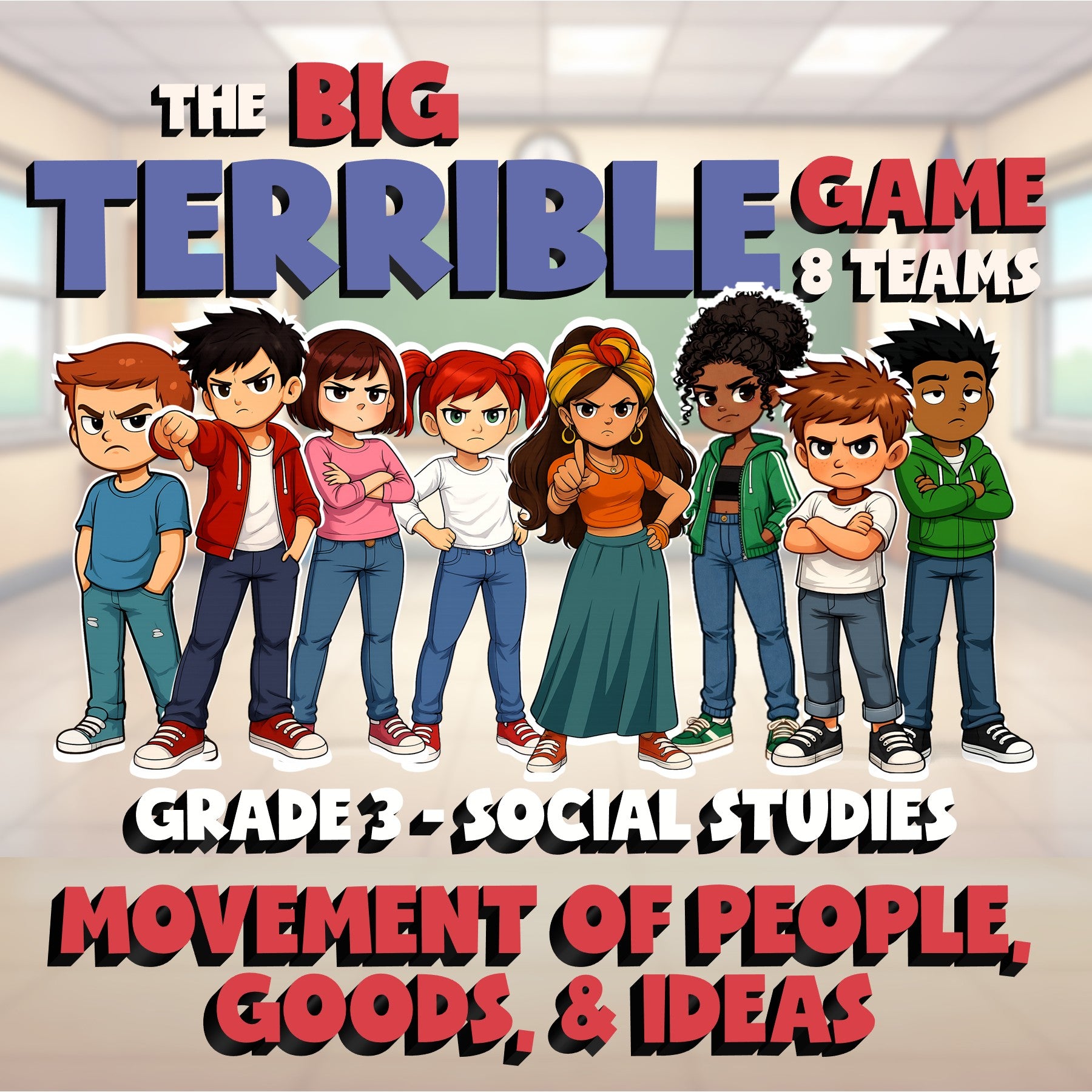 Movement of People, Goods, & Ideas BIG TERRIBLE GAME - Grade 3 Socials Review