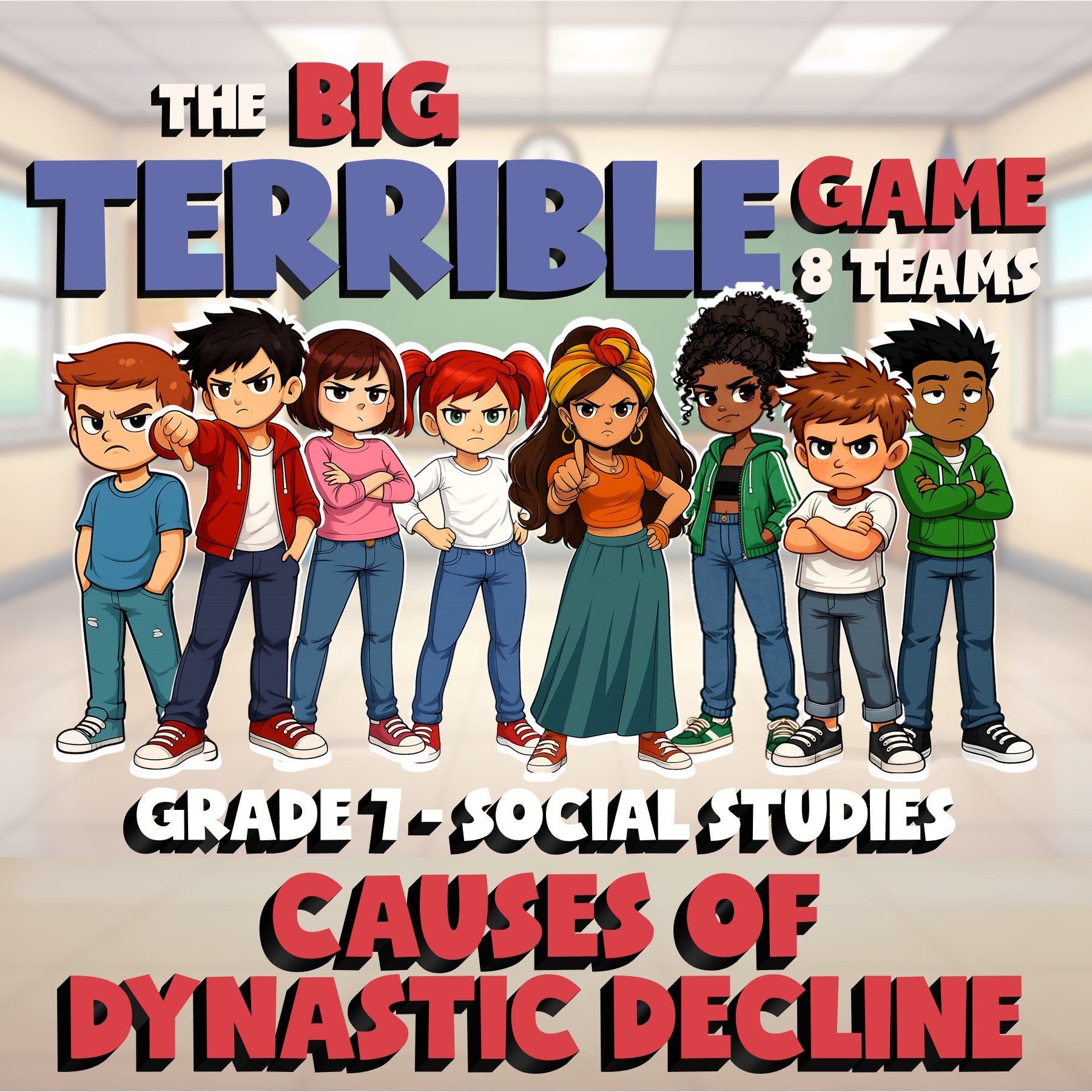 Causes of Dynastic Decline BIG TERRIBLE GAME - No Prep Grade 7 Socials Review