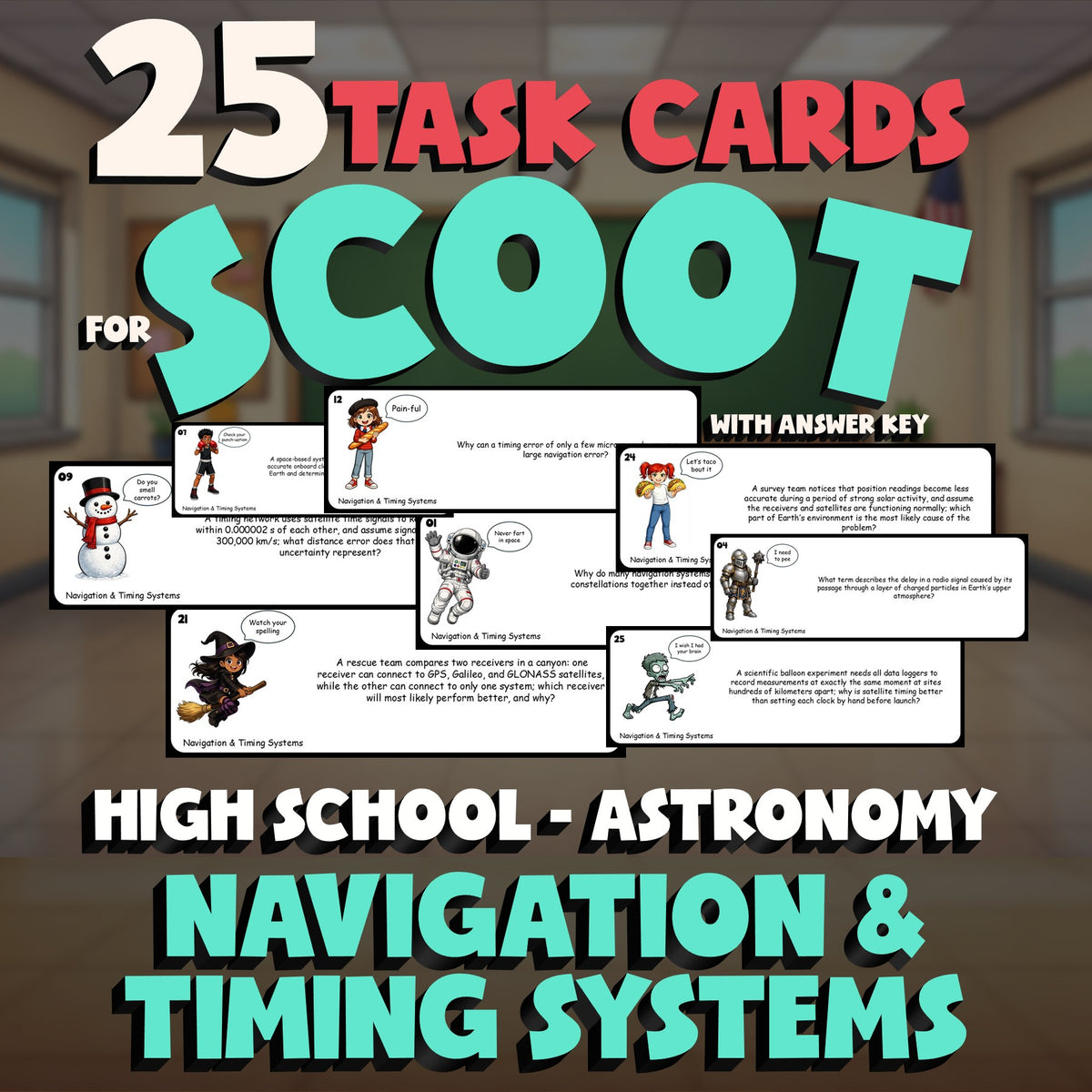 Navigation & Timing Systems SCOOT TASK CARDS Science Game - No Prep Astronomy