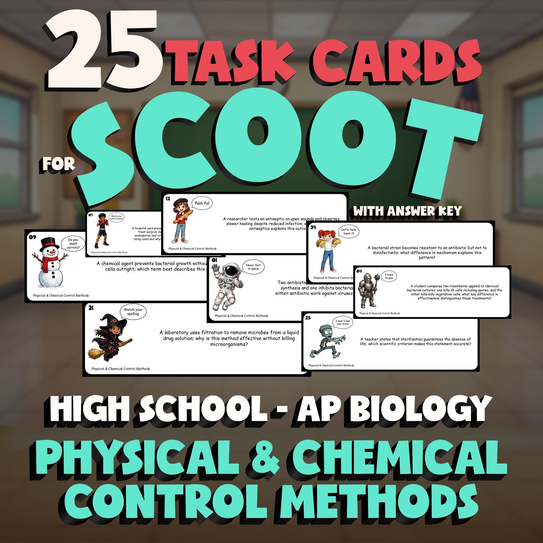 Physical & Chemical Control Methods SCOOT TASK CARDS Science Game - AP Biology
