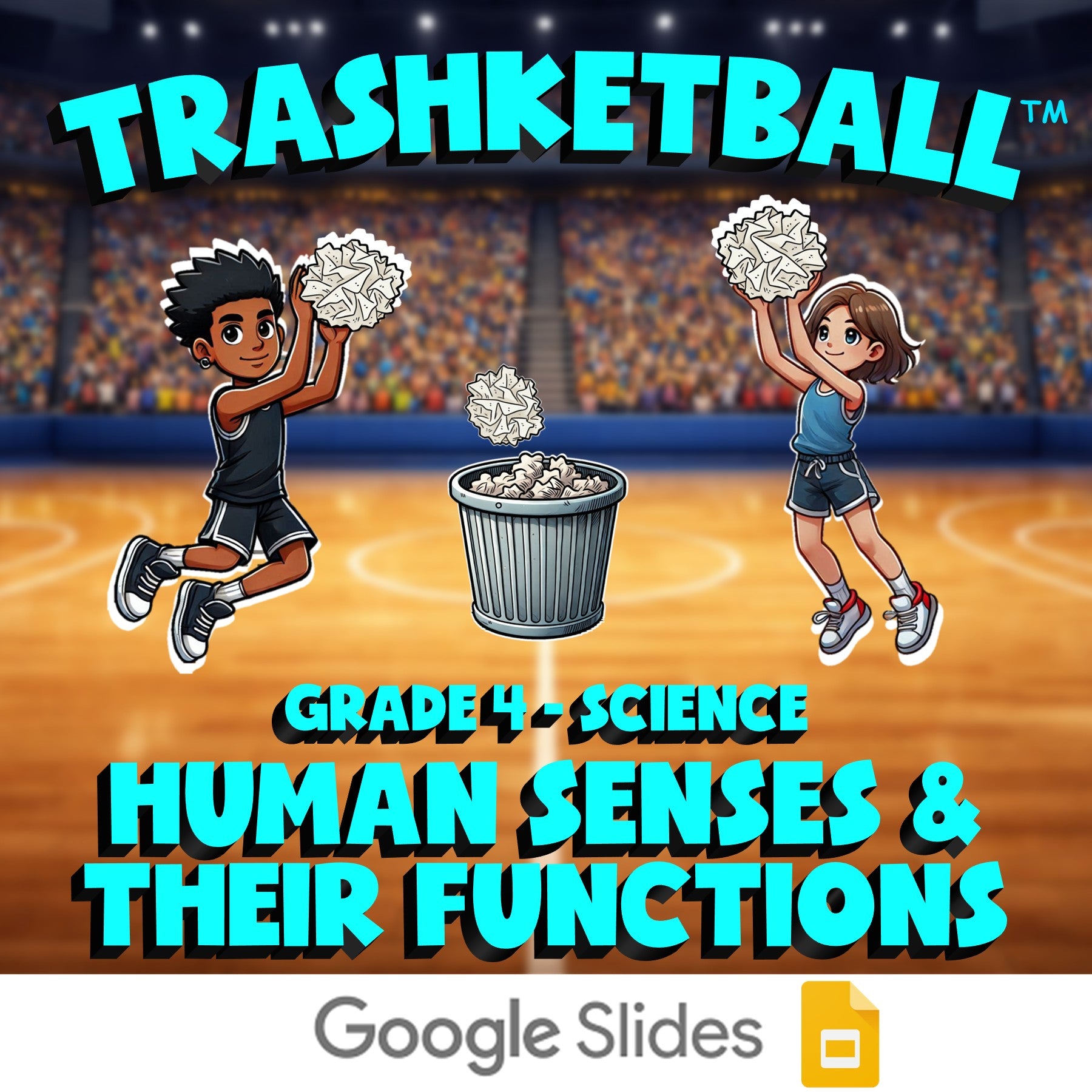 Human Senses & Their Functions TRASHKETBALL Science Game - No Prep Grade 4