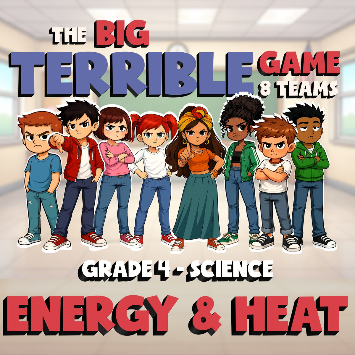 Energy & Heat BIG TERRIBLE GAME - No Prep Grade 4 Science Review Activity