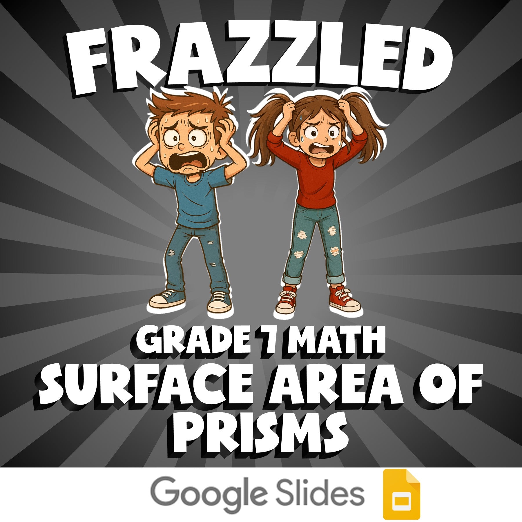 Surface Area of Prisms FRAZZLED Math Game - No Prep Grade 7 Review Activity