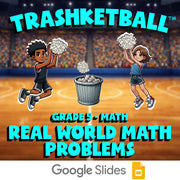 Real World Math Problems TRASHKETBALL Math Game - No Prep Grade 5 Review